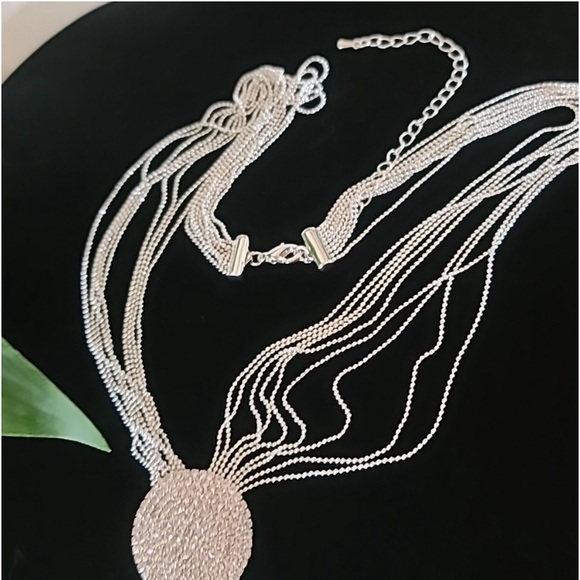 Natasha silver rhinestones long adiustable necklace 18 strands - Picture 10 of 16